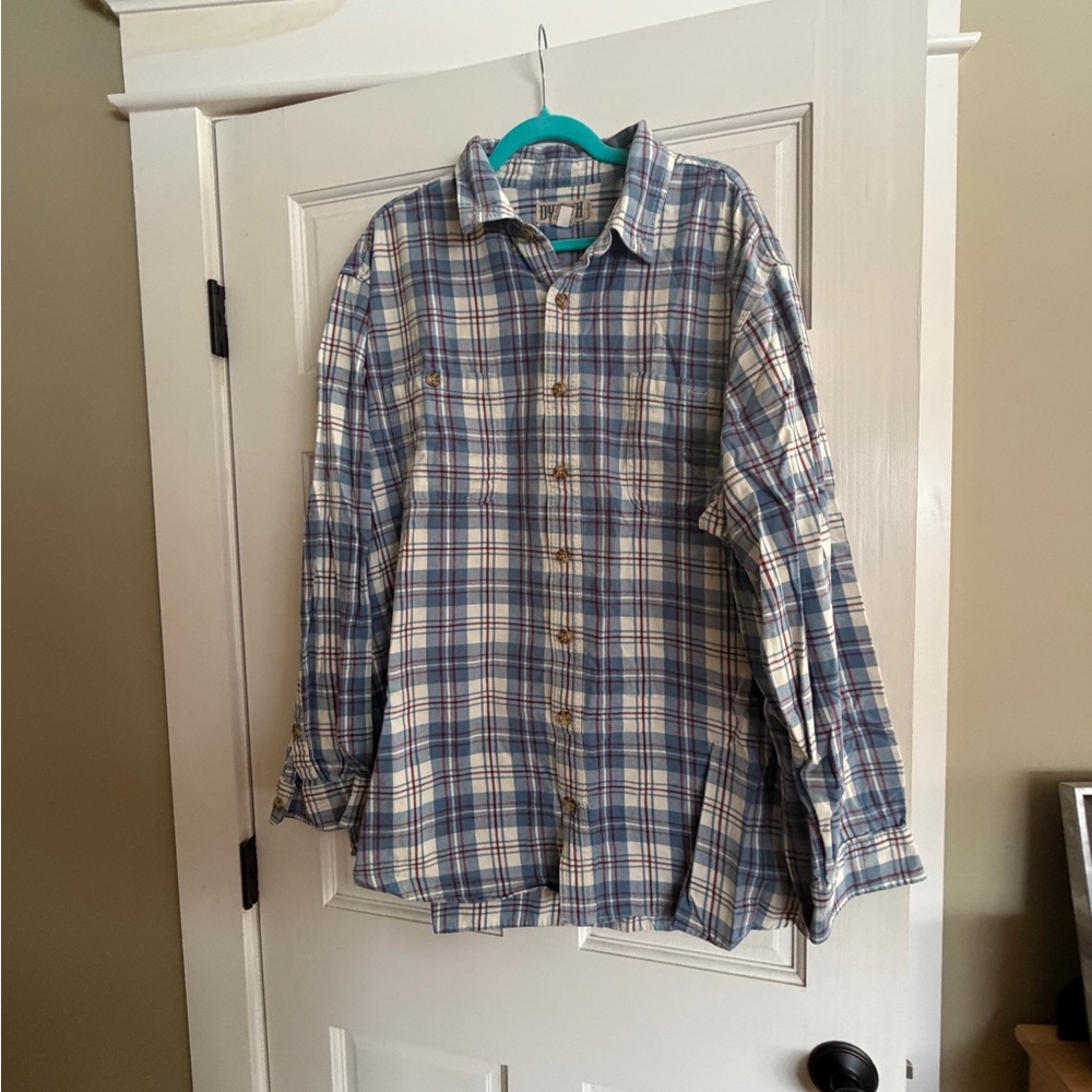 Duluth Trading Co Blue and White Plaid Shirt-2XL Tall